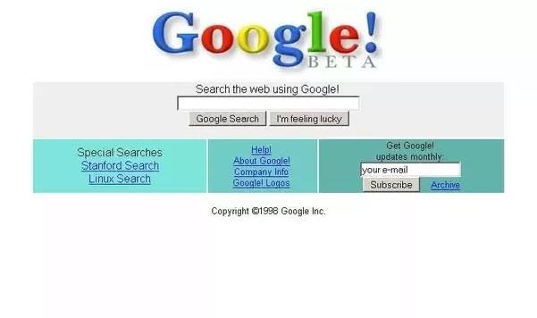 Tampilan Google 1998